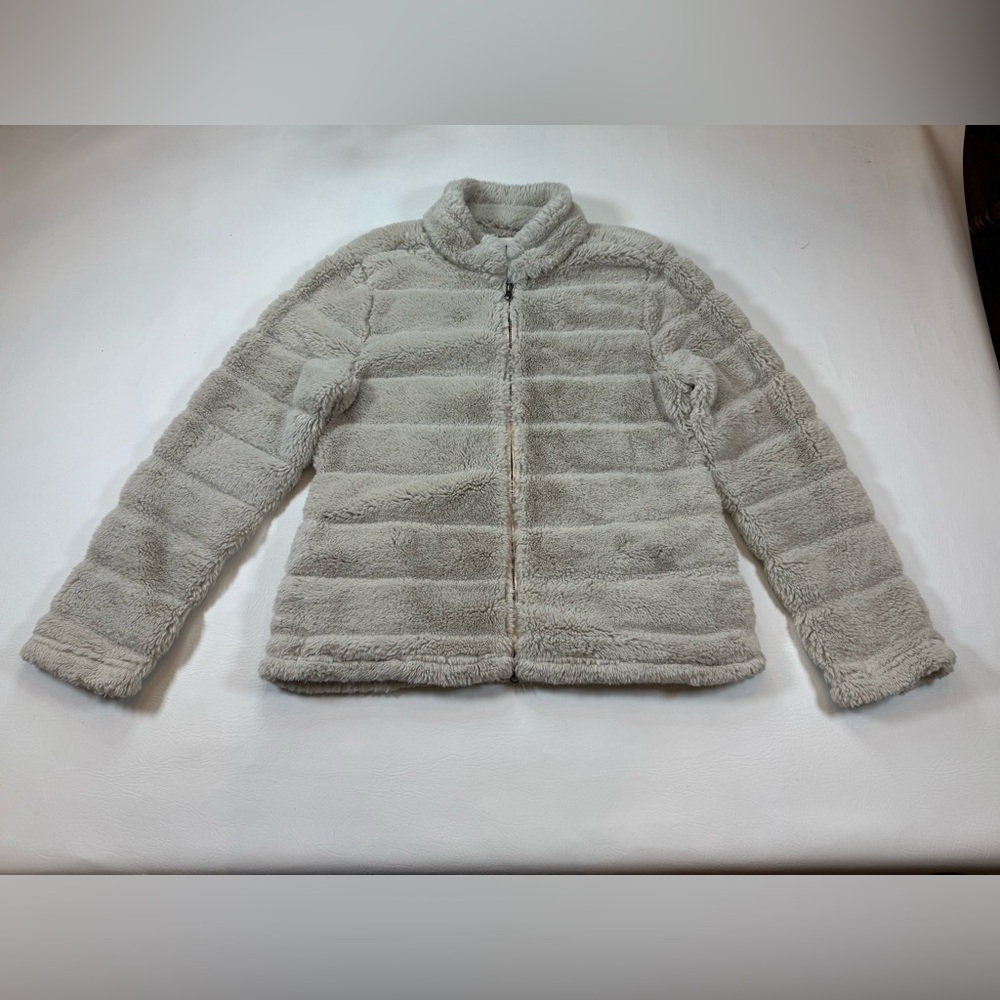 DYLAN by true grit Small crème Faux Fur Lightweight Cozy Zip-Up Jacket (bin M)